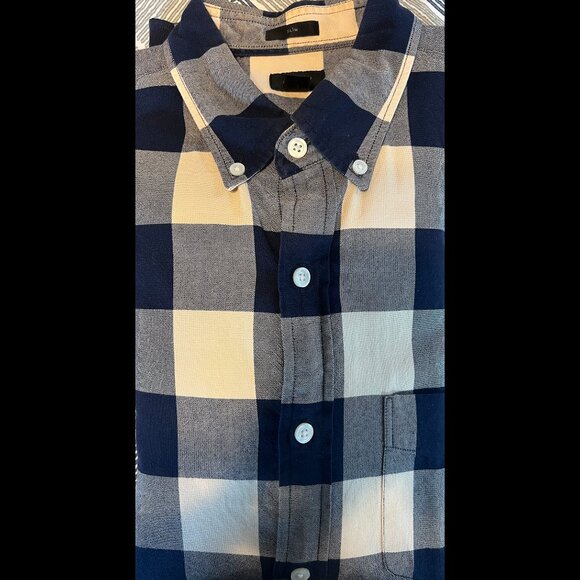 J.Crew Slim Fit Oxford Shirt – Navy & Cream Buffalo Check, Size M - Picture 5 of 5